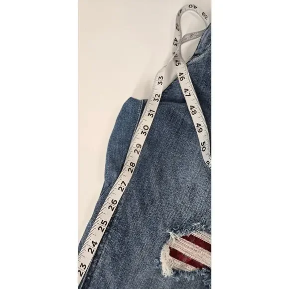 Judy Blue Womens Plaid Patch Jeans Size 7/28 Mid Rise Boot Cut Light Wash - Picture 4 of 5